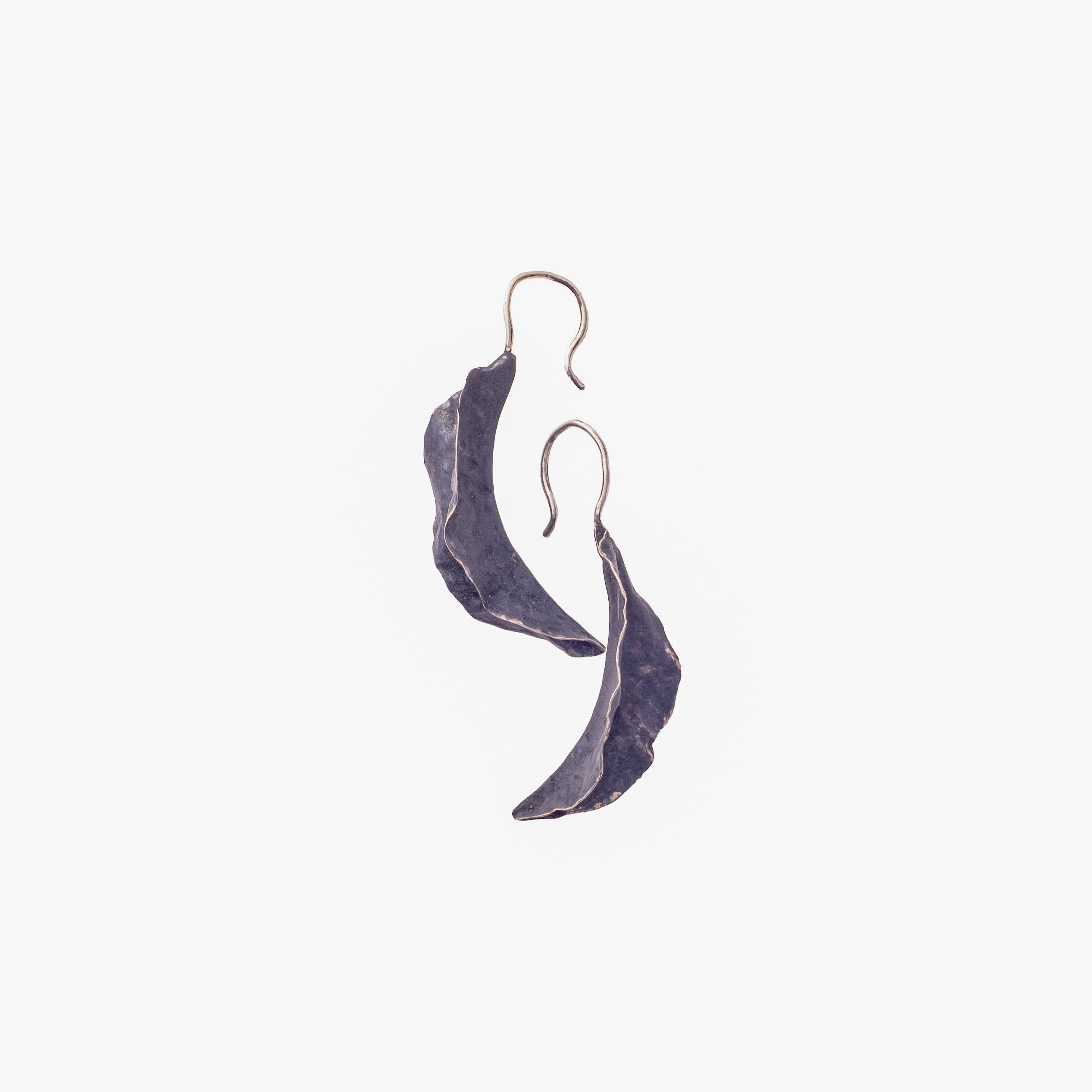Flowery Collection , Forged Leaves, Short Leaf Hock Earrings