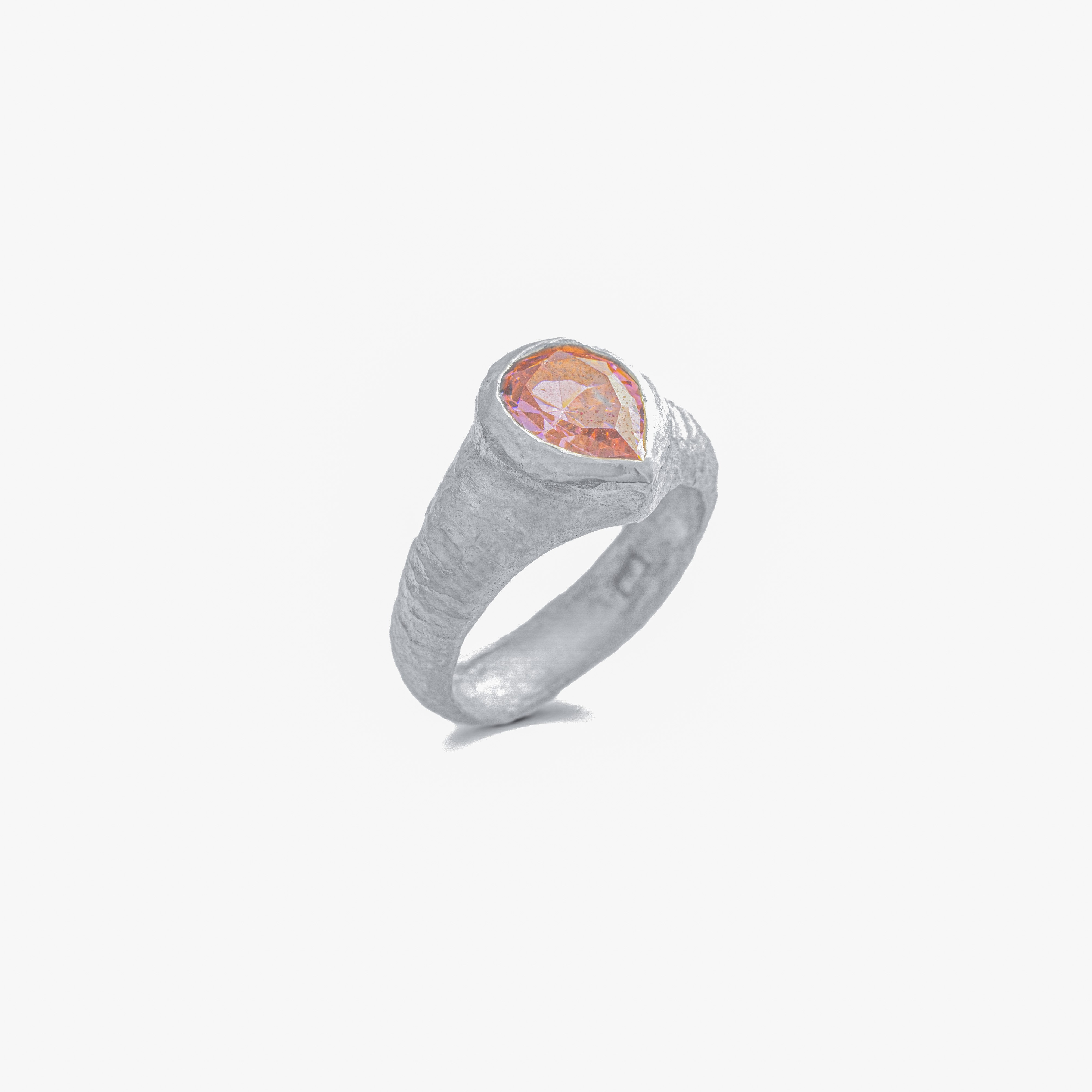 Just Ring Collection , Big Zircon Pink drop Ring