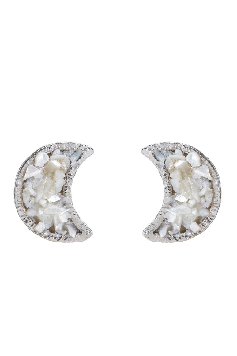 Summer Night Collection , Moon With Mother Of Pearls Earrings