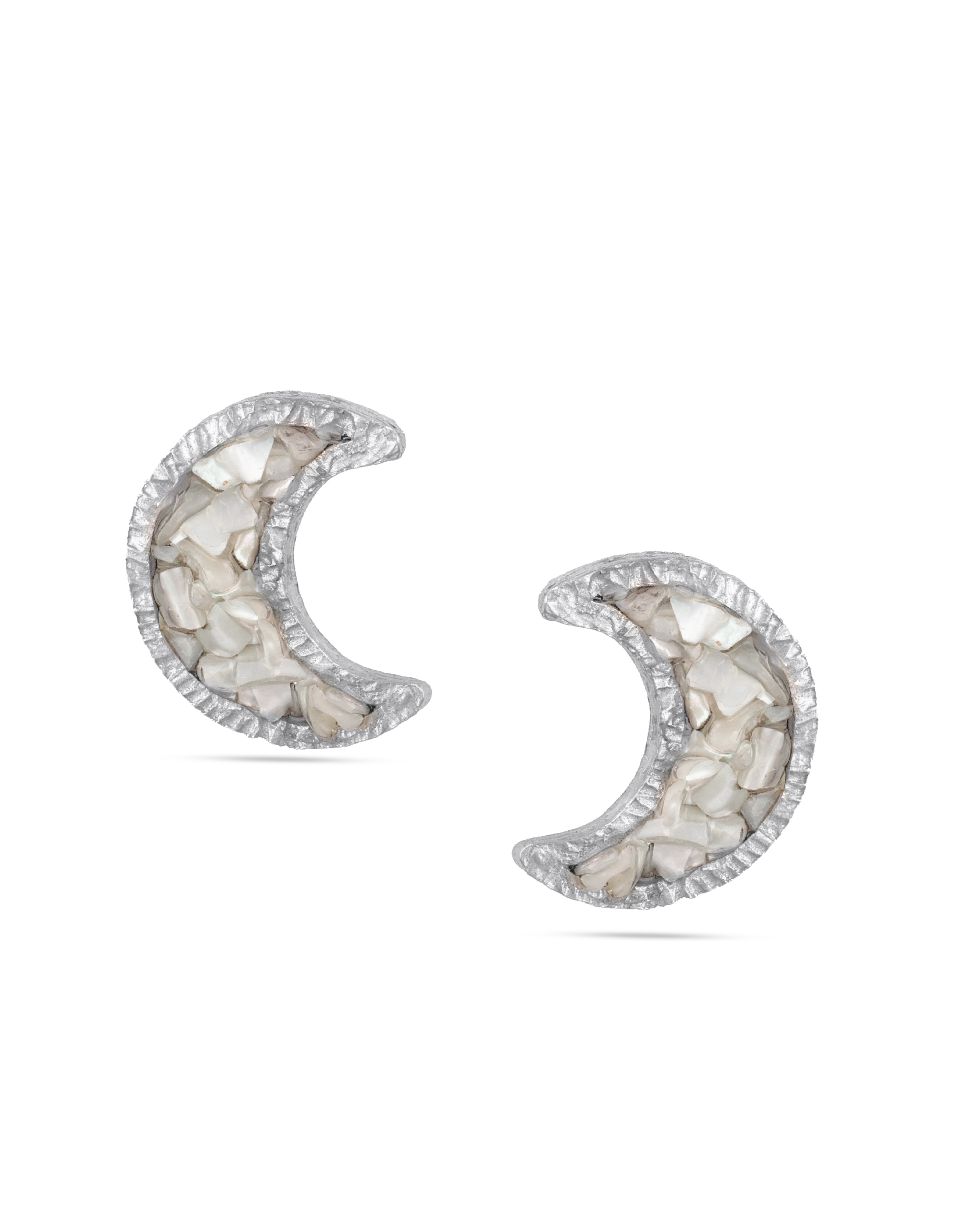 Summer Night Collection , Moon With Mother Of Pearls Earrings