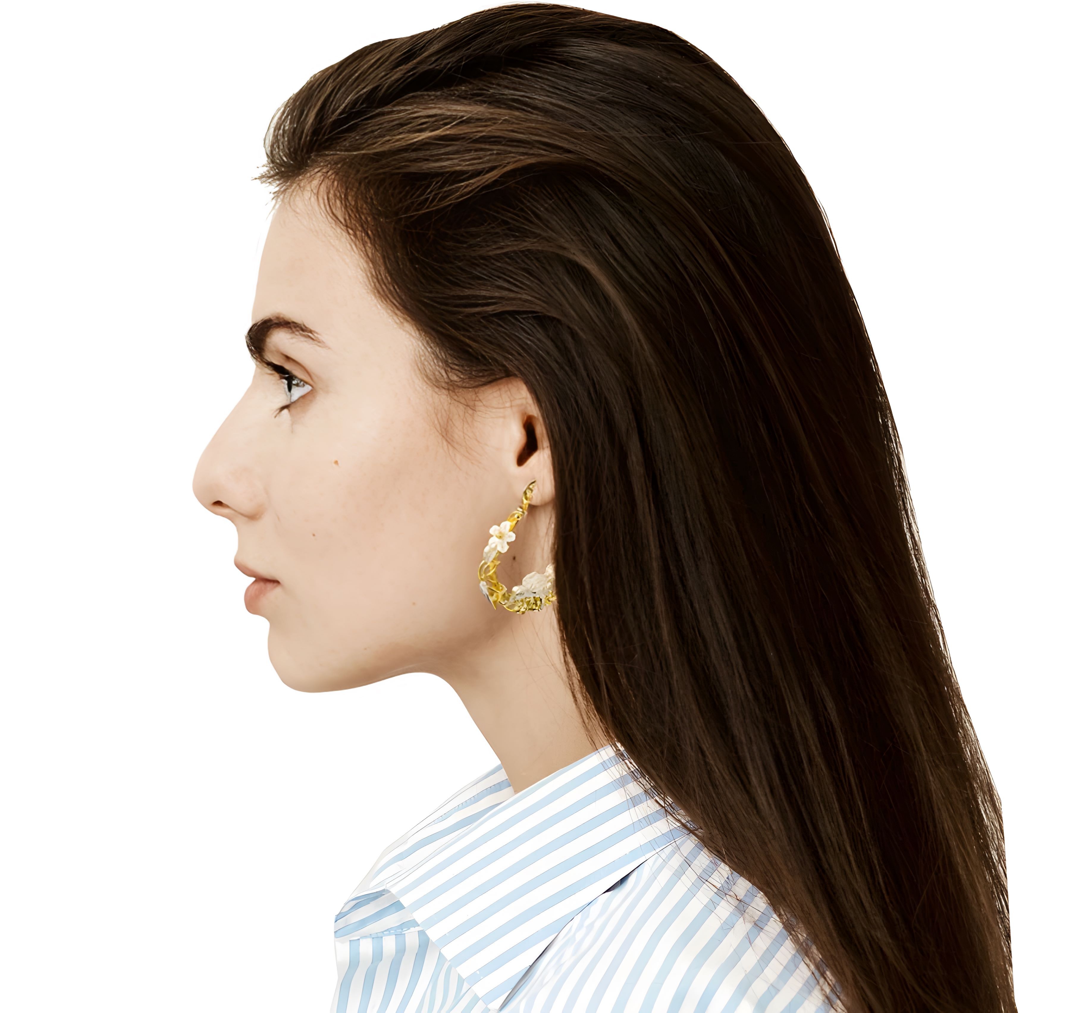 Flowery Collection, Bird Nest & White Mother Of Pearl Flower Earrings