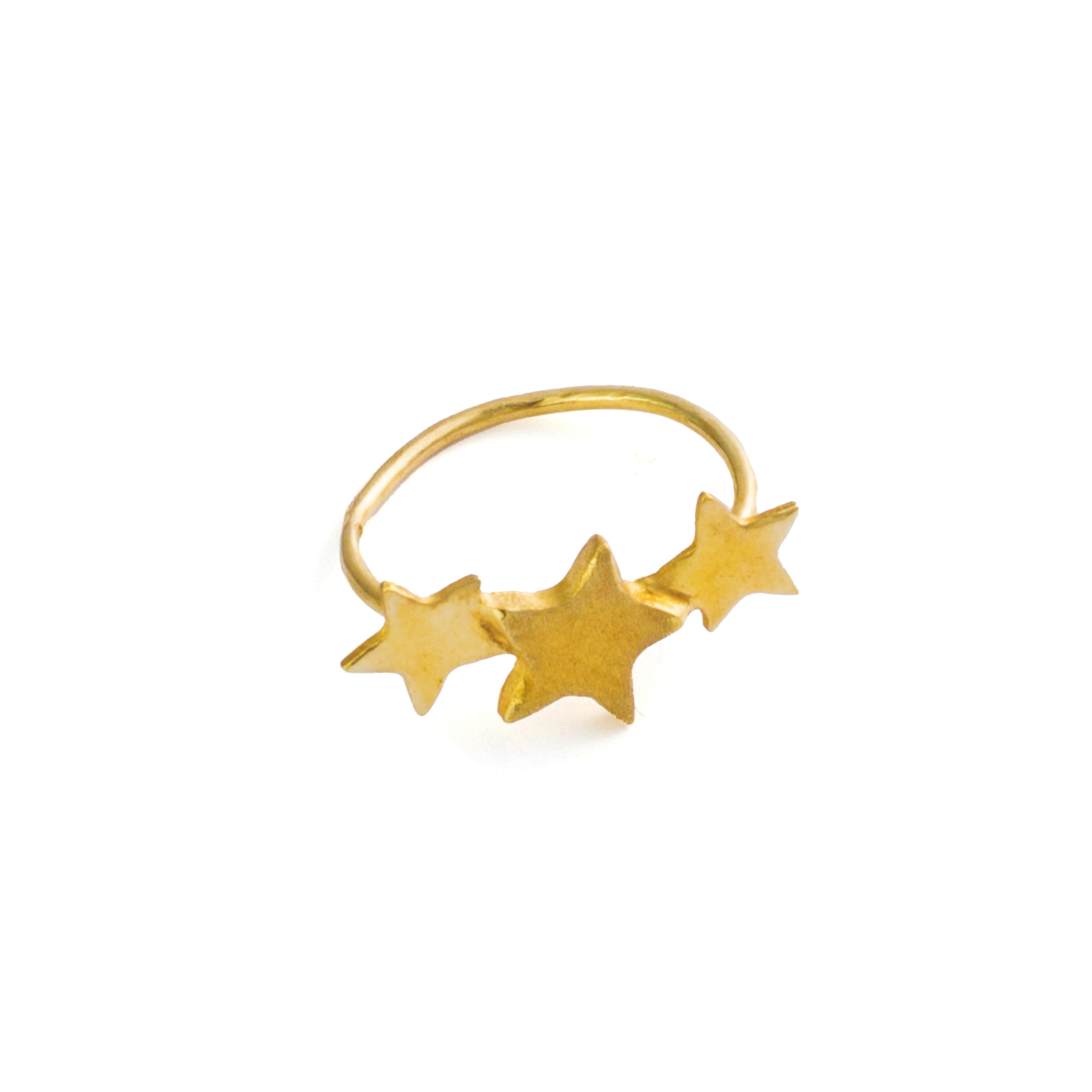 Summer night collection, handmade sterling silver , gold plated, 3 stars thin ring