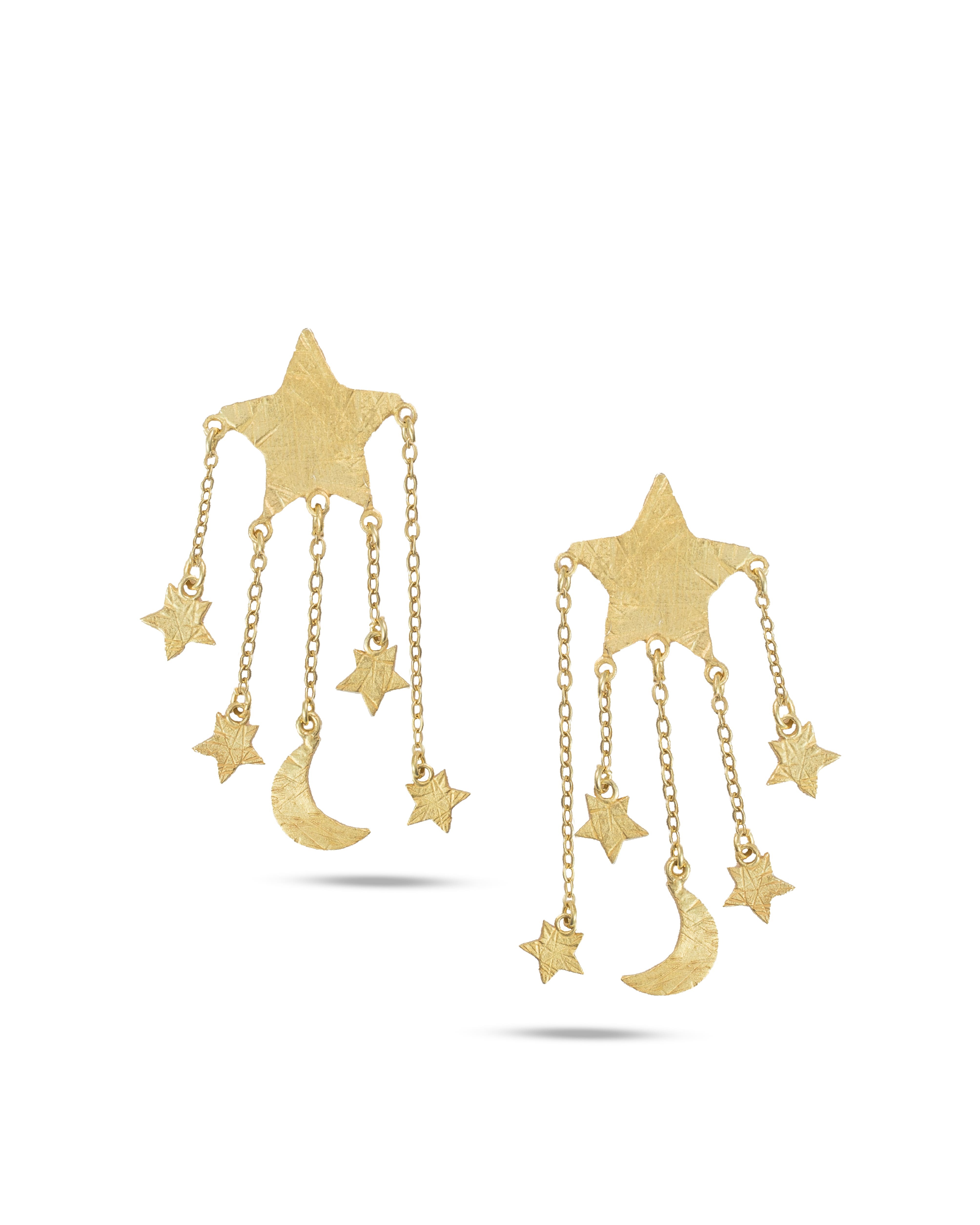 Summer Night Collection, Medium Star Small Dangling Stars & Moon Earring