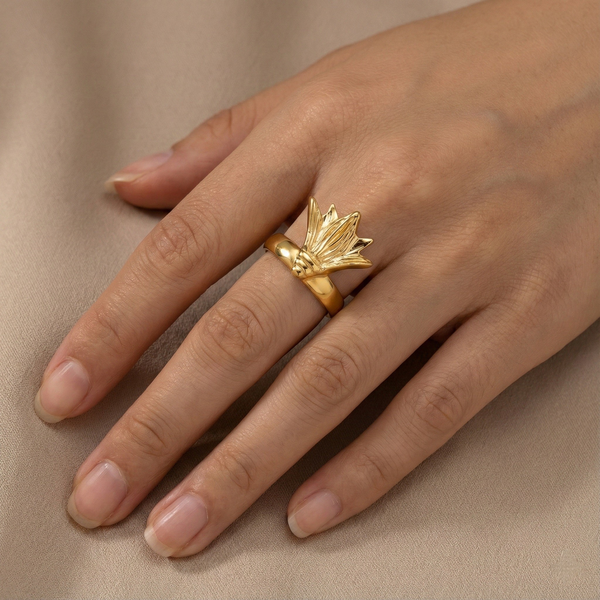 Pharaonic Collection, Engraved Med Lotus Ring