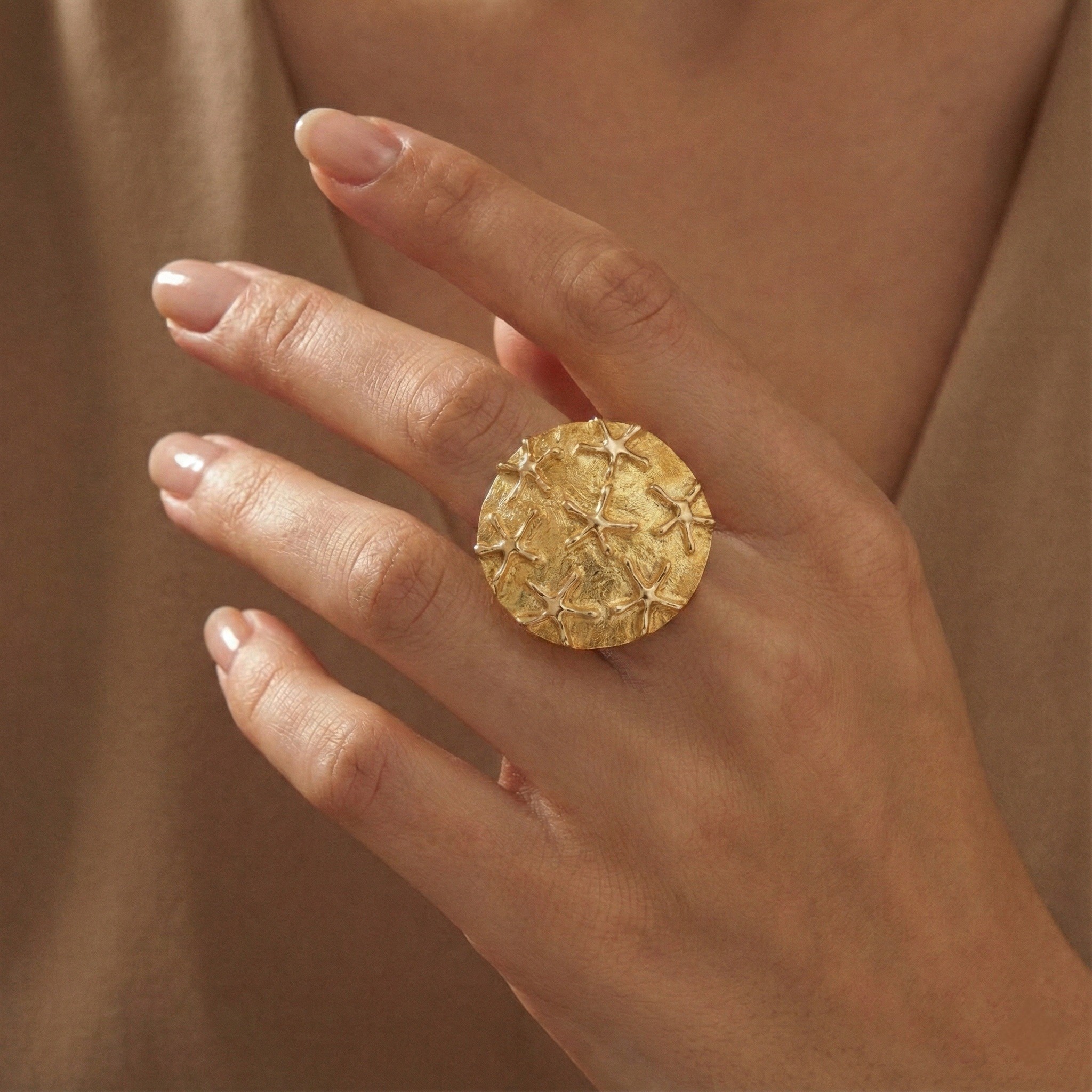 Pharaonic Collection, Stars Engraved Adjustable Ring