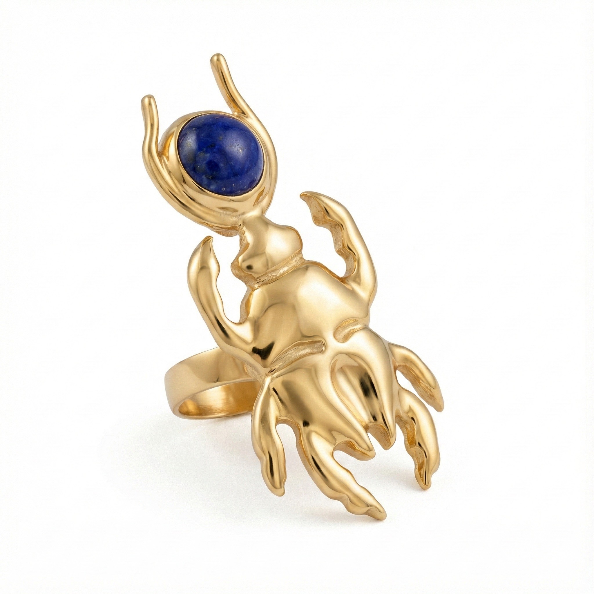 Pharaonic Collection, Big Scarab Ring With Lapis Stone