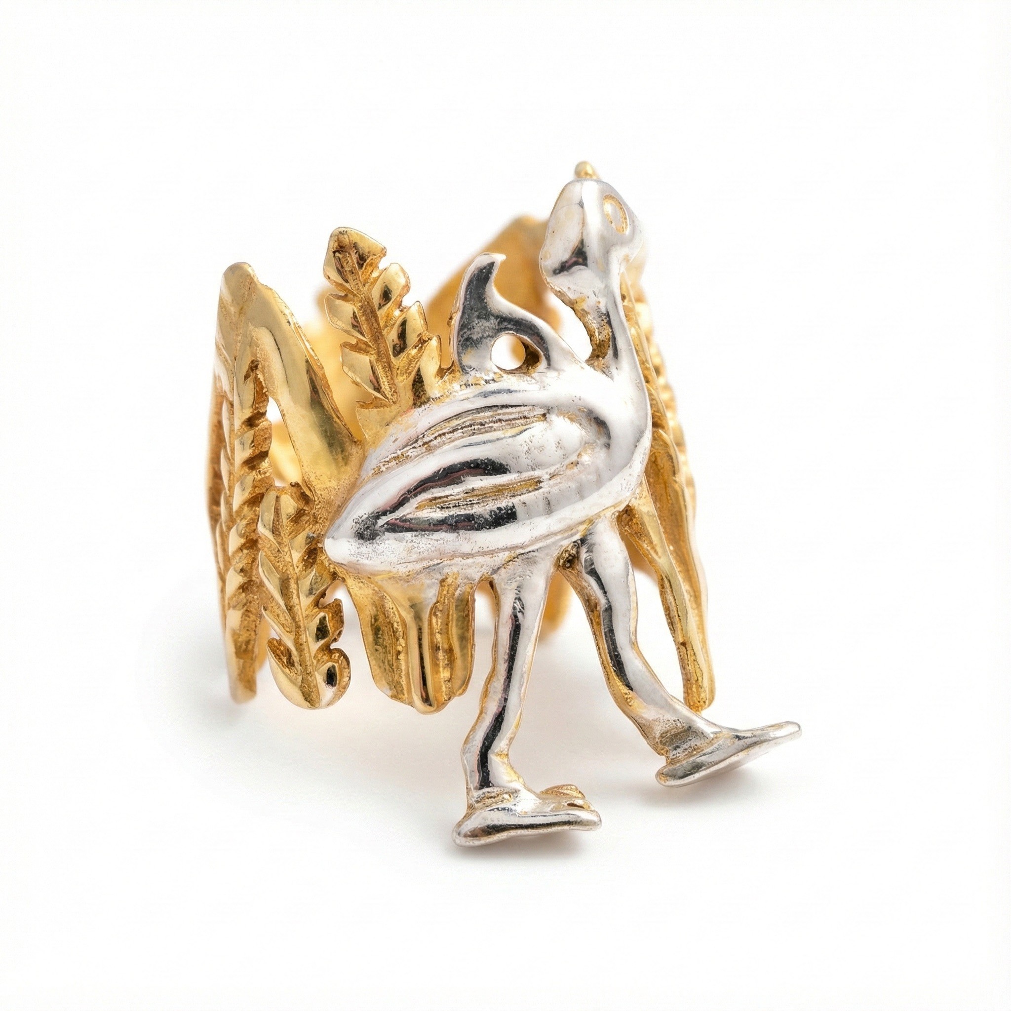 Pharaonic Collection, Ibis Bird In The Wheat Field Adjustable Ring