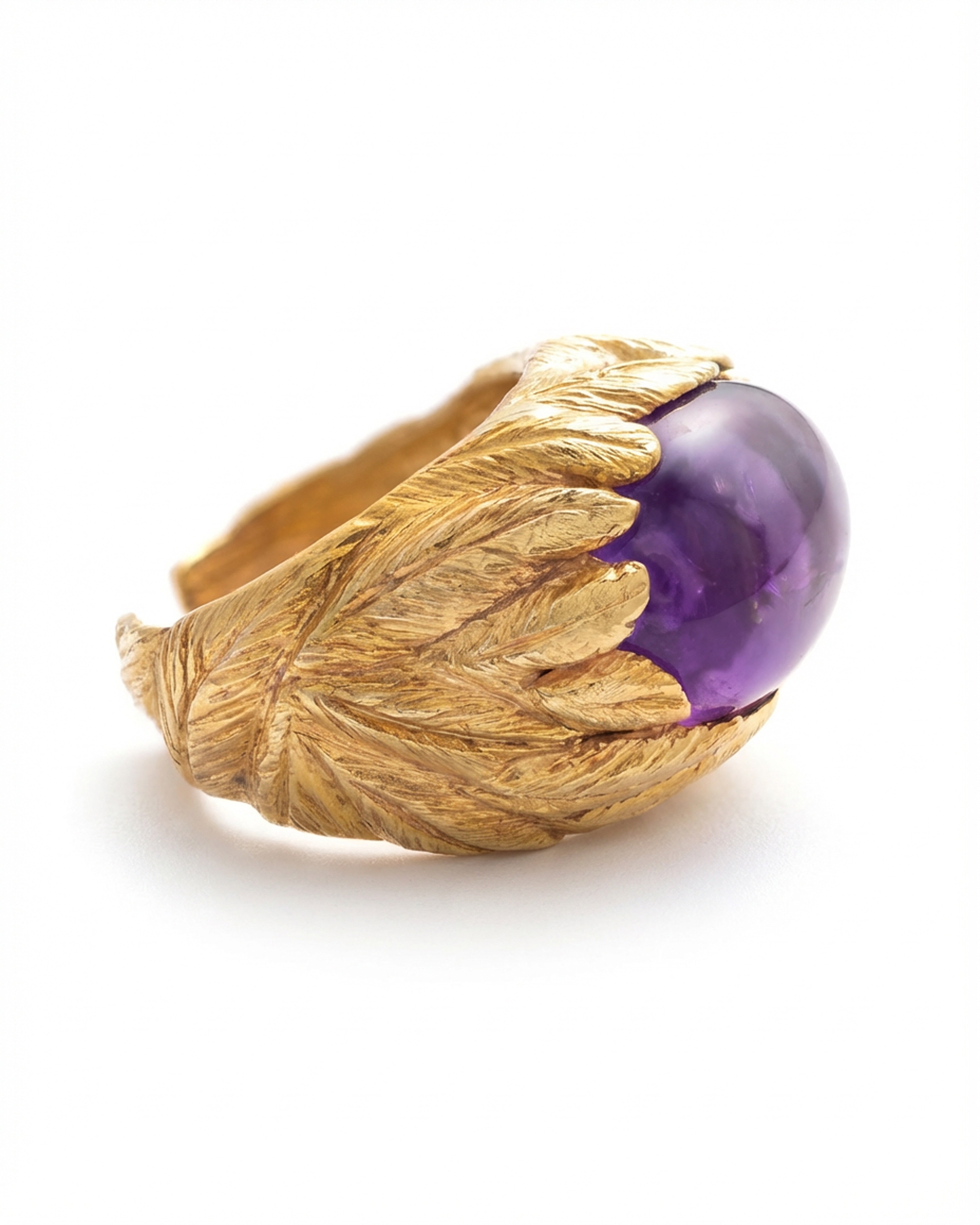 Flowery Collection, Leaves With Amethyst Ring