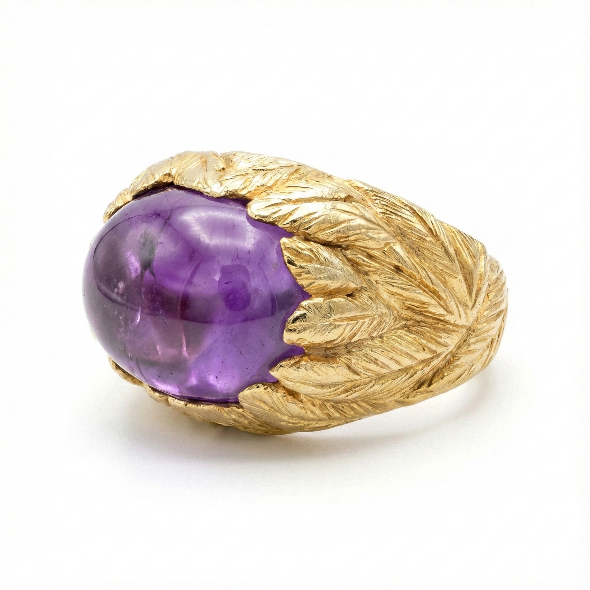 Flowery Collection, Leaves With Amethyst Ring