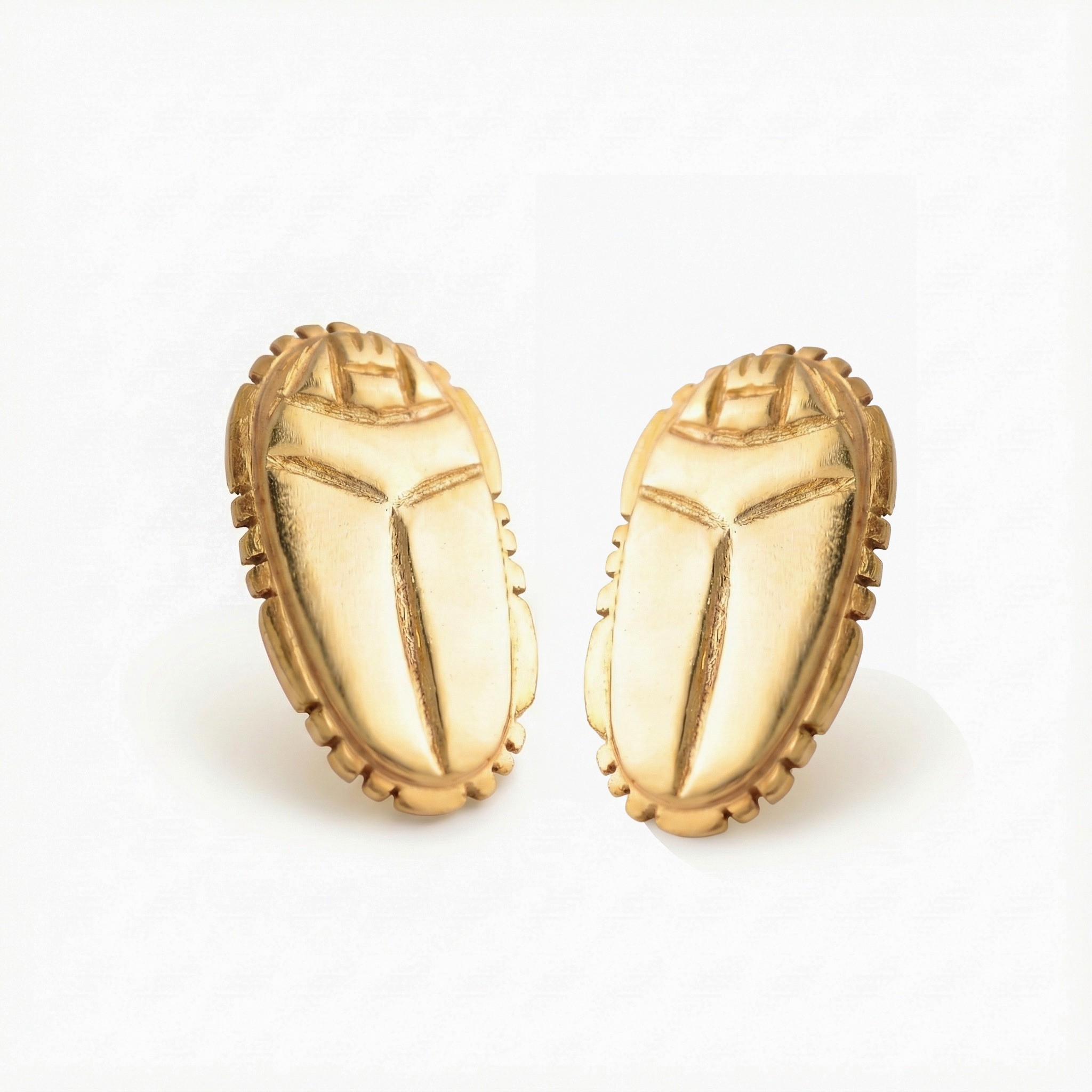 Pharaonic Collection, Long Scarab Stud Earrings