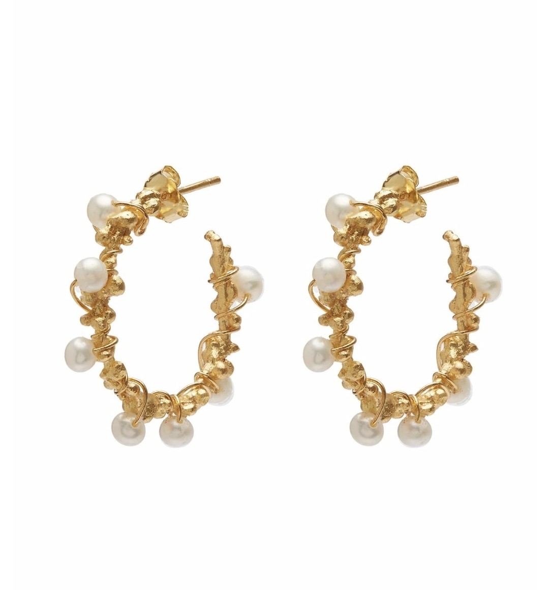 Handmade Wrapped Wire with White Pearls Earrings