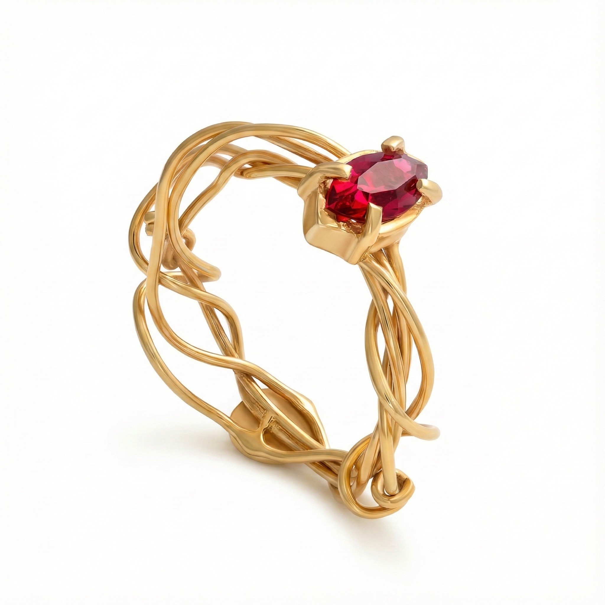 Just Rings Collection, Wire Ring With Marquise Synthetic Ruby