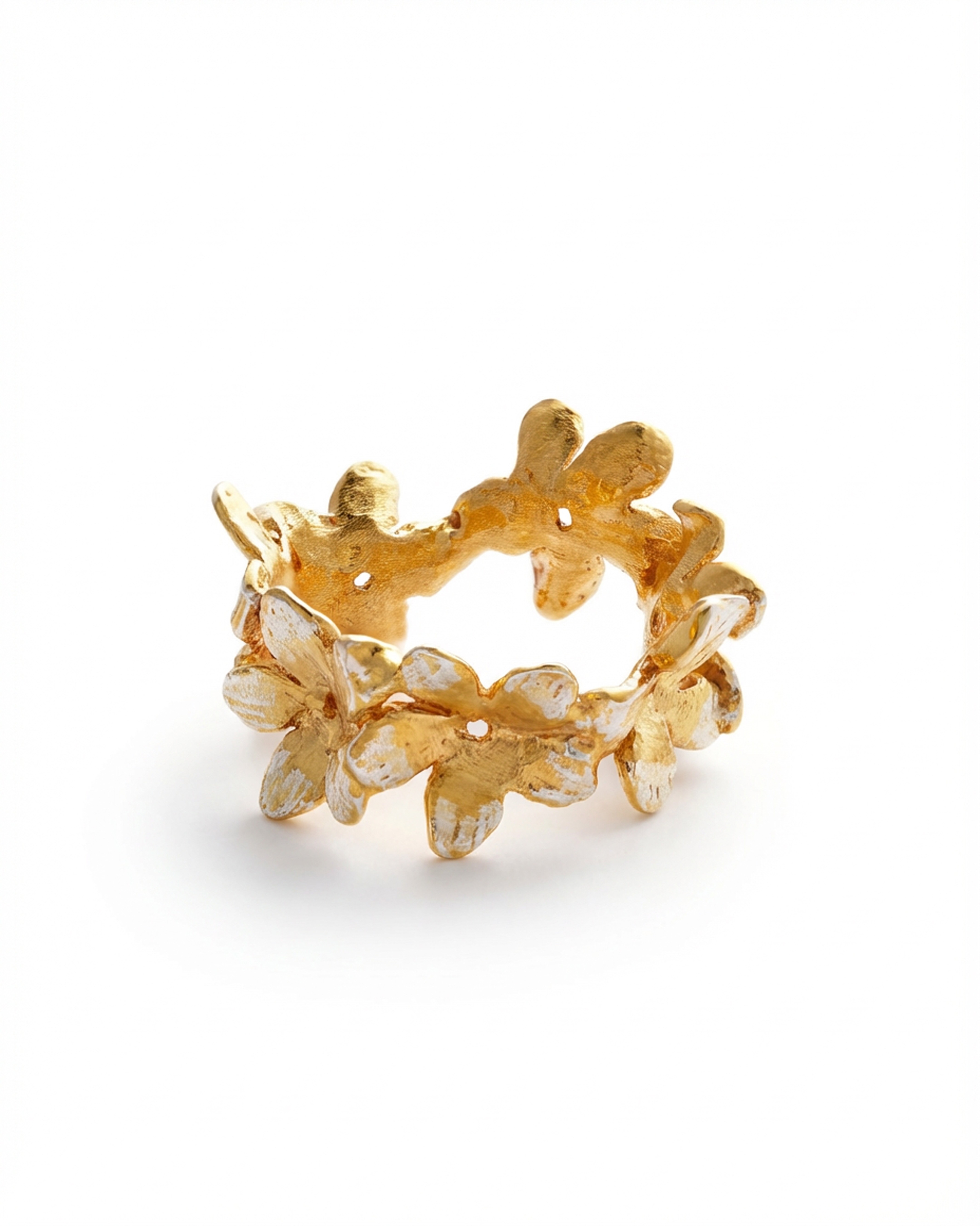 Flowery Collection, Handmade, Hand Engraved, Small Jasmine Flowers Band Ring