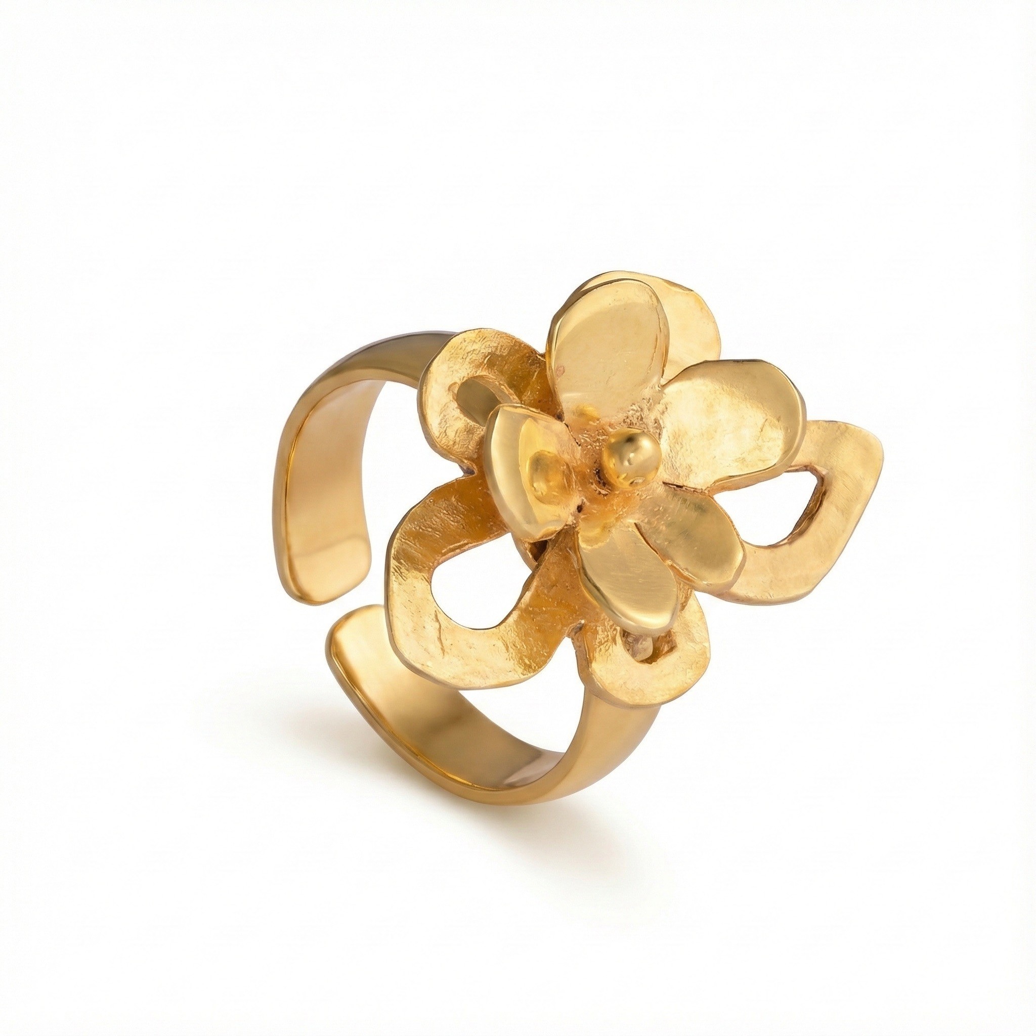 Flowery Collection, 2 Levels Flowers Adjustable Ring